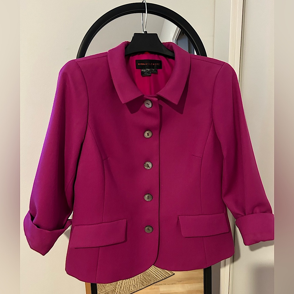 Nina Mclemore Purple Wool Jacket in Size 6